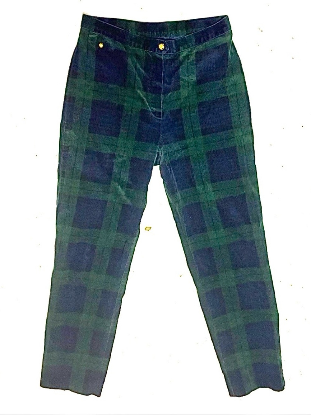 Corduroy Ralph Lauren Dark Green Plaid Pants